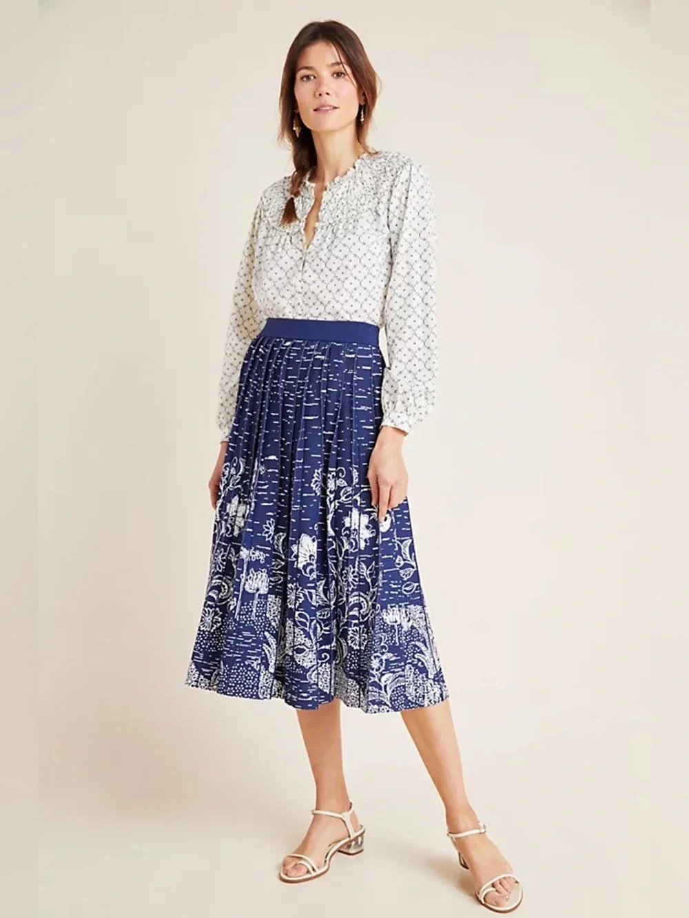 Anthropologie Haven Pleated Knit Midi Skirt